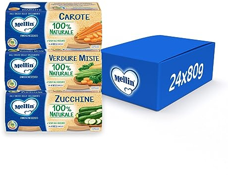 Mellin Omogeneizzati, Mix Gusti di Verdure, 100% Naturale, 12x80g