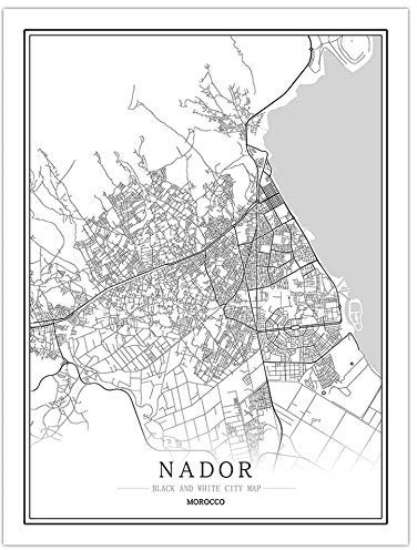 1000 Teile Puzzle Für Erwachsene,Hölzerne Nador Marokko City Puzzles, Klassisches Schwarz-Weiß Map Puzzle Board, Unmöglich Premium Puzzles, Geschicklichkeitsspielzeug Für Die Ganze Familie, Unge