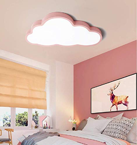 BININBOX LED Deckenleuchte Kinderzimmer Jungen Mädchen Schlafzimmer ultradünne 5cm kreative Wolken (Rosa Rand(50 * 28cm) 36W, Warmes Licht)