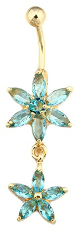 Gualiy Piercing Nombril en Acier Chirurgical 316L Fleur Forme avec Zircone Piercing Anneaux Nombril
