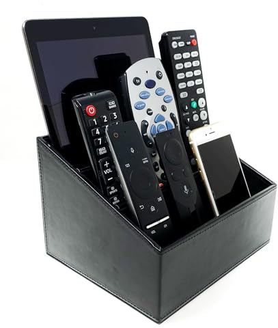 Super and Social Fernbedienungshalter für Schreibtisch oder Make-up-Organizer | Schwarze TV-Fernbedienung mit 3 Fächern – ideal für Fernbedienungen, Tablet-PC/eBook und Bürobedarf