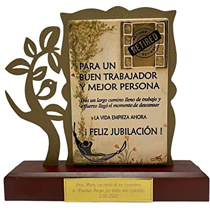 RegalosDeBodaOnline Regalo para Jubilación Original Personalizado Figura con dedicatoria Jubilado Jubilada de Acero Satinado