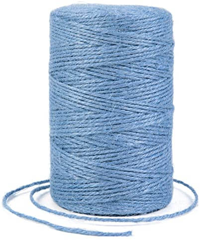 Uiopa Ficelle de jute colorée 2 mm x 200 m corde chanvre, ficelle pour jardin naturel, fil jute, corde de jute pour décoration, jardin, artisanat, emballage cadeau (bleu clair)