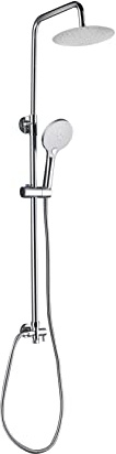 MARWELL Duschsystem Bayala Round Duschsäule mit Regendusche Ø 20 cm Duschgarnitur Dusch-Set mit verstellbarer Haltestange Handbrause mit 3 Strahlarten