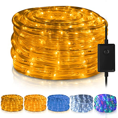 SWANEW LED Lichterschlauch, 10M 240 LEDs lichtschlauch Lichterkette außen, IP20 Wasserfest Led Schlauch außen, Garten-Party-Festbeleuchtung (gelb