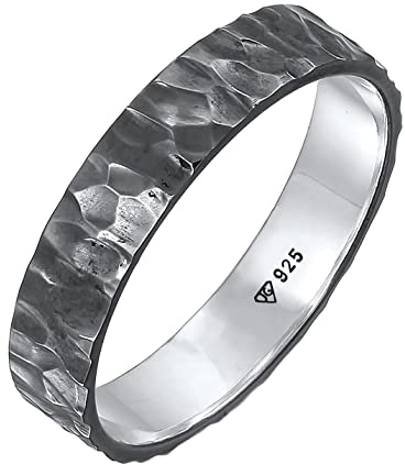 Kuzzoi Herrenring (4 mm) Massiv Bandring Männer aus oxidierten 925 Silber