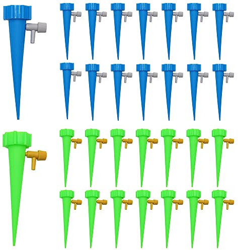 Pamtns 30 Stück Automatisch Bewässerung Set Einstellbar Pflanzen Bewässerungssystem Garten Bewässerungs Spikes mit Steuerventil Tropfschlauch Blumen Bewässerung für den Innenbereich Außenbereich