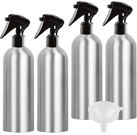 BPZXL 4 Piezas Rellenables 500ml Botella de Aluminio con Bomba en Negro Niebla Fina Atomizador, para Perfumes Cosméticos Viajes y rtículos de Agua Cosmético