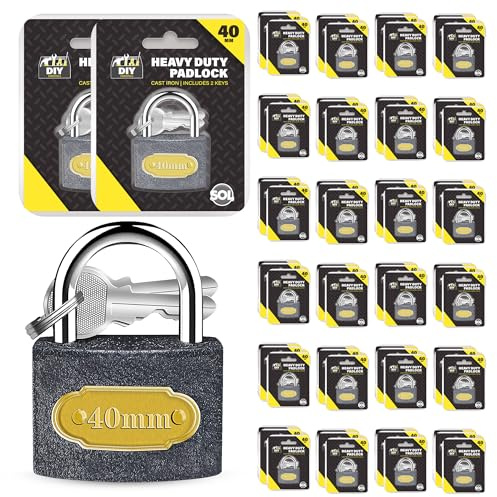 SOL 48pk 40mm Padlocks with Keys Outdoor Pad Locks for Locker Shed Gate Garage Security Weather Resistant Metal Body Anti Theft Locking Hardware for Garden Storage Home Protection