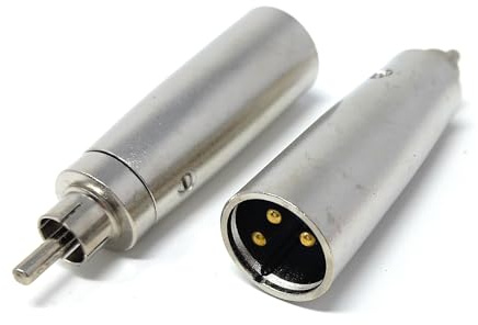 DRUT 2pcs. XLR Male Plug 3 Pins to RCA Phono Plug Mono Audio Cable Converter Adapter (Silver)