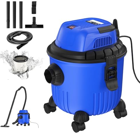 Bowose Wet and Dry Vacuum Cleaner 15 liters Tank, 800W 3-in-1 Vacuum Cleaner Wet/Dry/Blow, Multi-function Lightweight Vacuum for Home, Garage, Garden, Workshop, with Accessories
