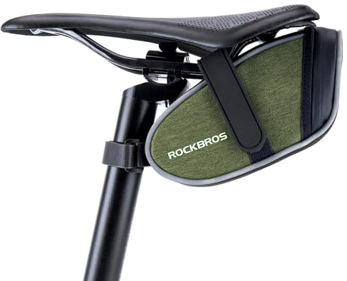 ROCKBROS Sacoche de Selle Mini 0.45L, Siège Arrière pour VTT et Vélo de Course, Sac Sous Siège Réfléchissant Durable Portable, Fixation par Scratch