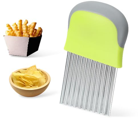 Cortador Patatas,Cuchillo Ondulado Cortador de Arrugas Papas Fritas Cutter Cuchillos de Corte de Patatas Fritas para Cortar Patatas Batatas Frutas y Verduras