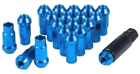 YJHLCNOM Radmuttern 12 x 1,5, 12 x 1,25, gebacken, Blau, Schwarz, Lila, Rot, Silber, Nabenmutter (Color : Blue, Size : M12x1.5)