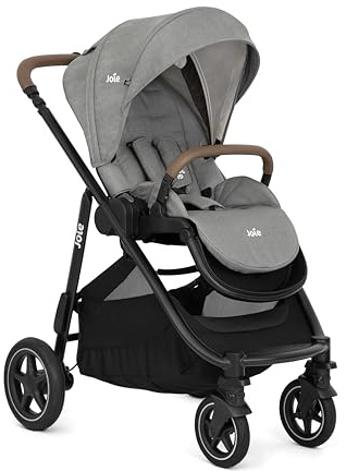 Joie versatrax™ Buggy, kompakt faltbar, flache Liegeposition, Reisesystem-kompatibel, mit Regenschutz & höhenverstellbarem Schieber, Geburt bis 4 Jahre (0–22 kg) (PEBBLE)