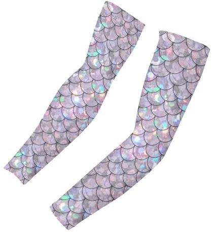 SEANATIVE Kühlende Armstulpen mit UV-Sonnenschutz, leicht, weich, für Herren, Damen, Jugendliche, Glitzernde Meerjungfrauen-Waage, M