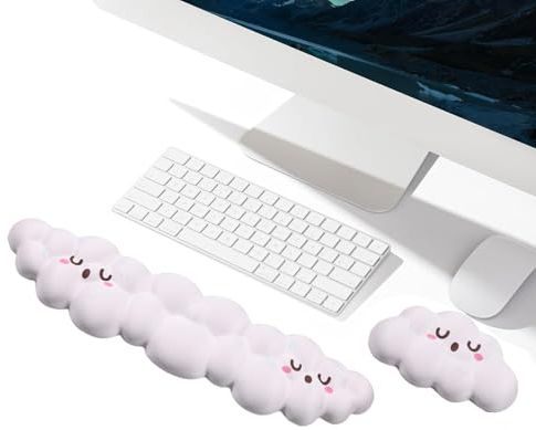 Quixotical Cloud Tastatur-Handgelenkauflage, Ergonomische Memory-Schaum Handgelenkstütze, Rutschfestes Handgelenkauflage-Set für Büro & Gaming