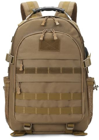 HUNTVP Sac à dos tactique militaire 40 L Grand sac d'assaut 3 jours Sac Molle Sac à dos WR Sac à dos de chasse Sac à dos d'assaut, marron foncé, Sac à dos tactique Militray Sac à dos tactique de