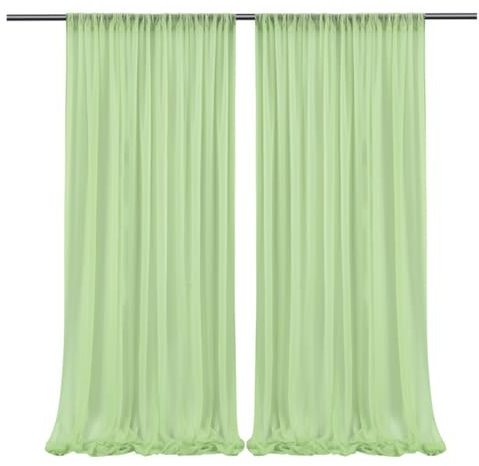 Tenda di sfondo in tulle, 1 pezzi, 1,5 x 3 m, morbida seta, traslucida, per fotografia, feste, matrimoni, compleanni, battesimi, fondali per la casa (verde mela)