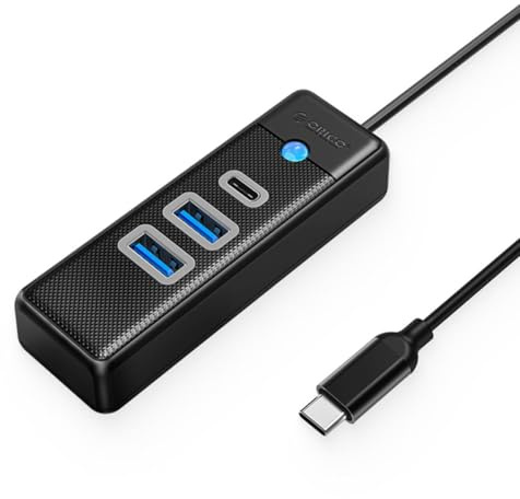 Orico Hub - Adaptador USB-C a 2 puertos USB 3.0 + USB-C, 0,15 m, color negro