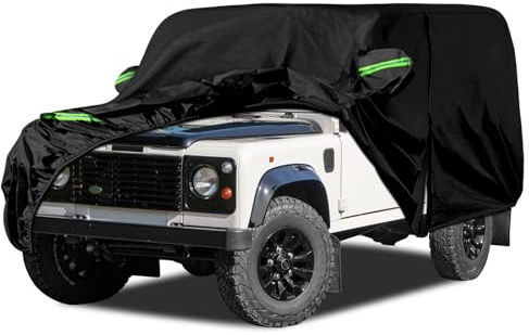 Autoabdeckung wasserdicht Passend für Land Rover Defender 110 1990-2016 | Vollgarage Auto Abdeckplane Autoplane, Autoabdeckung Outdoor Winter Sommer für Sonne Schnee Regen Staub Schutz
