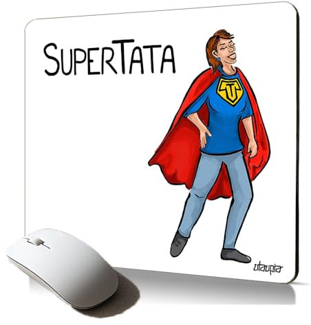 Tapis de Souris Souple Super Tata Drole Ergonomique pour pc Fixe Comics tantecadeau de Noel Original Heros