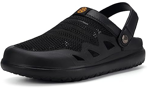 Herr Kvinnor Träskor och Sabot Strand Trädgård Tofflor Strandskor Sommar Lätta Bekväma Andningsbara Sandaler Clogs Utomhus Tofflor, Svart, 39 EU