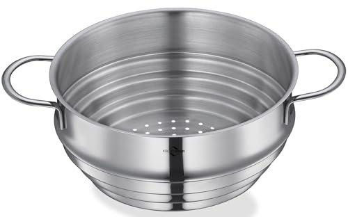 KÜCHENPROFI COOK Dämpfeinsatz aus rostfreiem Edelstahl, Ø 21 cm, verwandelt jeden Topf mit 16-20 cm Durchmesser in einen Dampfgarer, erhält Vitamine & Aroma, silber