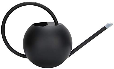 Regadera de acero inoxidable cepillado de 935.5 g/1 litro con boquilla larga, perfecta para plantas de interior y exterior, plantas en maceta, uso en oficina, elegante diseño negro