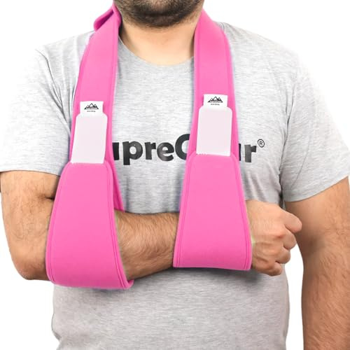 supregear Cabestrillo Inmovilizador de Hombro, Soporte Ligero y Cómodo para Lesiones, Fracturas, Luxaciones, Esguinces, Izquierdo/Derecho, Hombre Mujer, Rosado