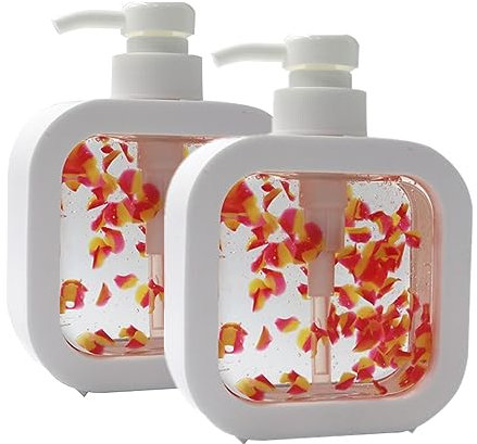 Hongmeru Clear Soap Dispenser (2 Pack,17 Oz/ 500ml) with Rust Proof Pump, Dish Dispenser Bathroom/Kitchen, Plastic Hand Soap Dispensers with Protective Frame, Refillable Pump Bottle for Liquid Soap
