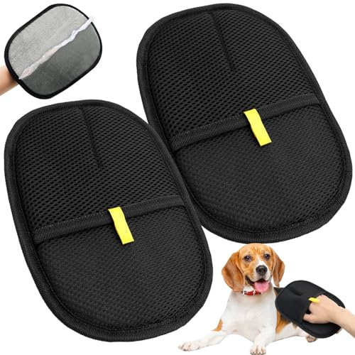 WJMY Lot de 2 gants magnétiques en fourrure réutilisables pour enlever les poils d'animaux de compagnie, principe électrostatique, brosse à peluches, brosse à poils d'animaux pour animaux de compagnie