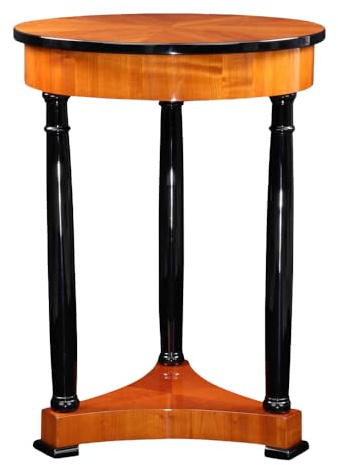 Stilwohnen Biedermeier Beistelltisch aus Kirschholz | Originaler Nachbau als hochwertige Handarbeit | Stilmöbel stabiler runder Säulen-Tisch aus Massivholz und Echtholz-Furnier | HxBxT: 75x55x55cm