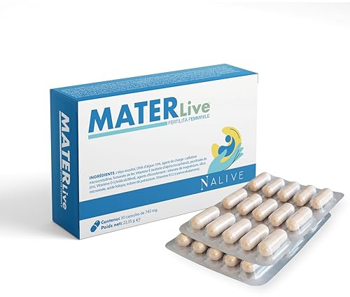 MaterLive – Complément Fertilité Femme – Avec Acide Folique, DHA, Vitamines et Minéraux – Soutien à la Conception et à la Santé Reproductive – Fabriqué en Italie – 30 Gélules