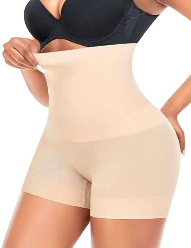 YARRCO Braga Faja Reductora Mujer Invisible Faja Pantalon Adelgazante Vientre Plano Braguitas Moldeadoras Shapewear Control de Abdomen Sin Costuras (Beige-Slim,L)