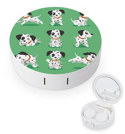 fkgvwo Contact Lens Container Black White Dog Travel Contact Lens Box with Mirror Tweezers Solution Bottle