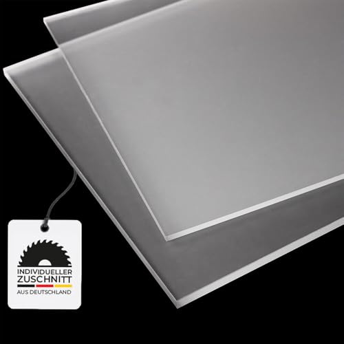 HausFux Acrylglasplatten GS satiniert - Zuschnitt nach Maß – 3 & 5 mm stark, 89% lichtdurchlässig, Milchglasoptik (3 mm - GS, Transparent satiniert, 50 x 40 cm)