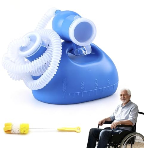 Urinal Bottles for Men, 2L Portable Urinal Bottles with Lid and 1.6M Hose | Pee Bottle Spill Proof, Urinal Collector for Motorists Hospitals Camping Elderly Care(Blue)