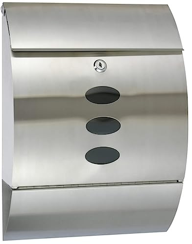 Haushalt International Briefkasten mit Zeitungsrolle aus Edelstahl