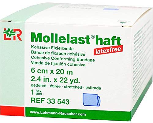 Mollelast Haft Binden Latexfrei 6 cmx20 m Blau, 1 St