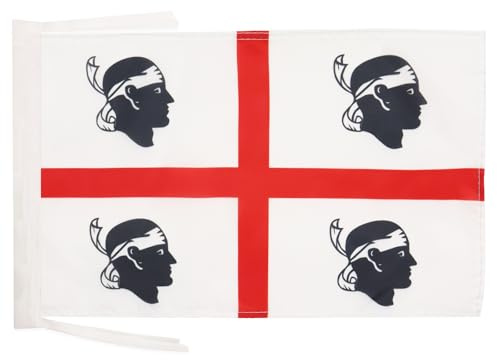 AZ FLAG Drapeau Sardaigne 45x30 cm Sarde Polyester 100D Cordelettes | Usage intérieur et extérieur Drapeau décoratif Sardegna coutures doubles et bords renforcés