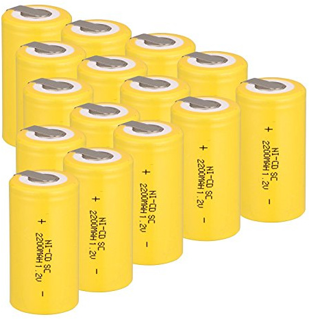 Odstore Ni-Cd Rechargeable Battery Sub C SC Batteries, 1.2V 2200 mAh with Tabs for Power Tools Battery Pack (Yellow*15)