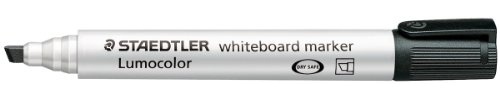 Staedtler Lumocolor 351 Whiteboard-Marker Rundspitze und Keilspitze, verscheidene Farben zur Auswahl (Keilspitze schwarz, 10)