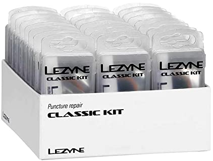 LEZYNE Reparaturset Classic Kit, Display 7cc Kleber, 6 runde, 2 ovale Schlauchflicken, 1 Anrauer Werkzeugsets, transparent, 24 STK
