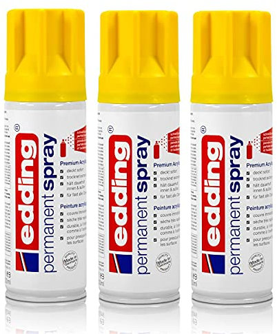 edding 3x Permanent Spray verkehrsgelb 200 ml Premium Acryllack, RAL 1023