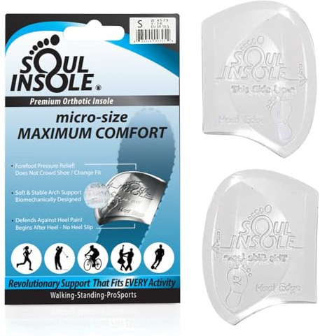 Soul Insole Shoe Bubble Orthotic Insole – Memory Gel Insoles for Plantar Fasciitis, Pronation, Heel Pain, Arch Supports, Midfoot Support (Transparent (Thicker Support), Large)