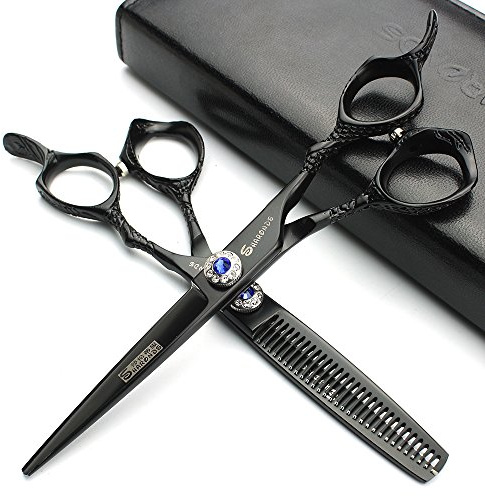 6 Zoll Friseur Schere Frisur Studio Salon Friseur (6 Zoll 2 Stück) | Scharfe Klingen aus 440C-Edelstahl,Verstellbare geräuschlose Schraube,Für Salon und Heimgebrauch