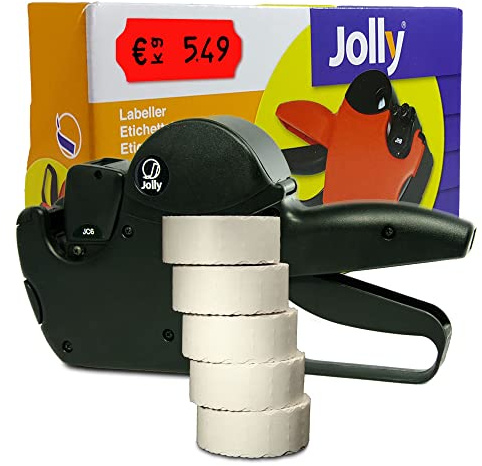 Preisauszeichner Set Jolly C6 inkl. 5 Rollen 26x12 Preisetiketten - leucht-rot permanent | Auszeichner Jolly | HUTNER