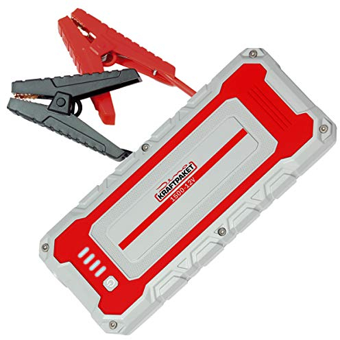 Dino KRAFTPAKET, 12V-1500A Starthilfegerät 59.2Wh, KFZ Starthilfe Powerbank für Diesel & Benziner & Elektroauto, Blei-Säure GEL EFB AGM-Batterie, Für Auto Motorrad Boot Transporter Campervan E-Auto