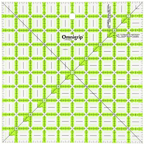 Omnigrid RN10 Omnigrip 10in Square Ruler Lineal, Kunststoff, Grün, 10 x 10 | Von Omnigrid, Näh- und Quiltzubehör